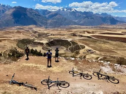 A cyclist on the rolling meadows of the Deosai plateau